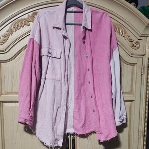 POL Pink and Light Pink Corduroy Jacket L